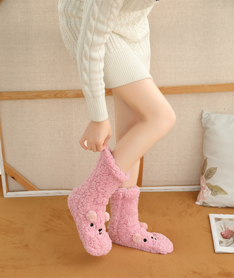 Cozy Plush Animal Slipper Socks Winter Warm Non-Slip Plush Floor Socks